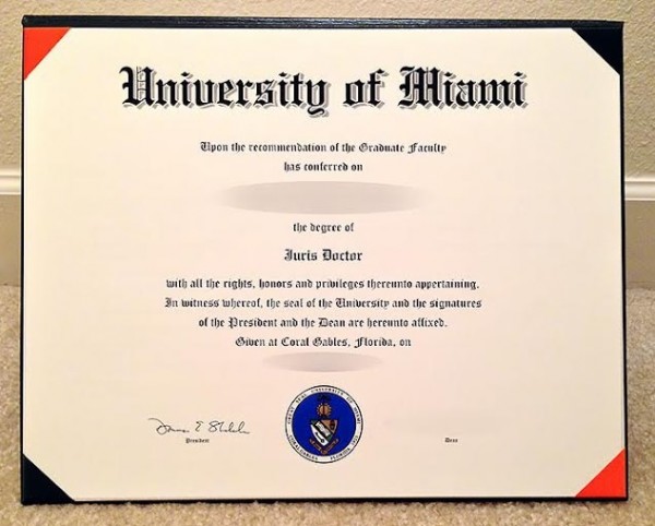 美国迈阿密大学毕业证样本