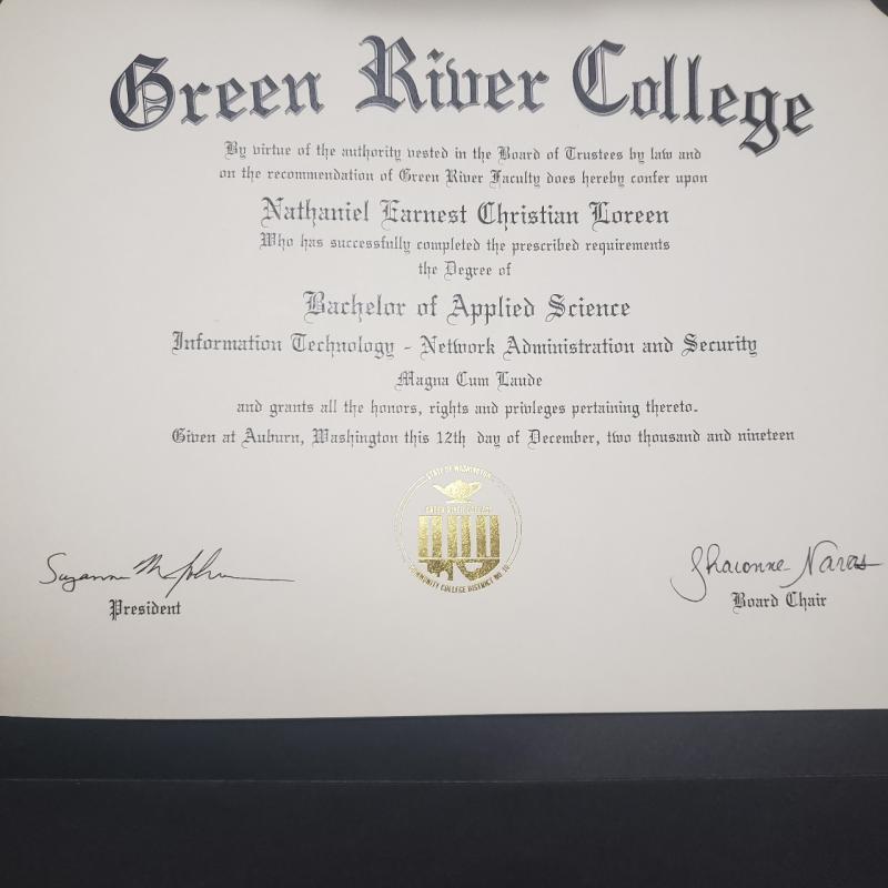 美国绿河大学毕业证样本