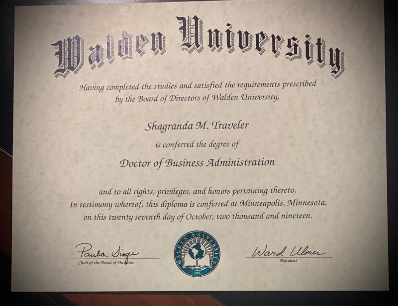 美国沃尔登大学毕业证样本