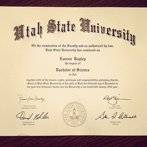 美国犹他州立大学毕业证样本