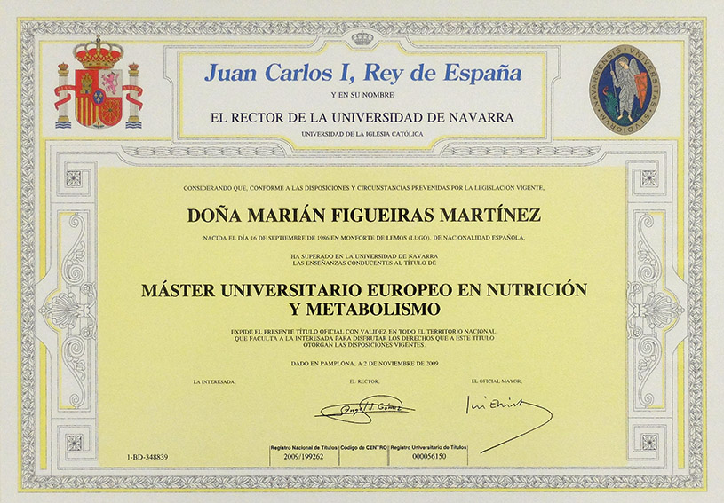 西班牙纳瓦拉大学毕业证样本图片