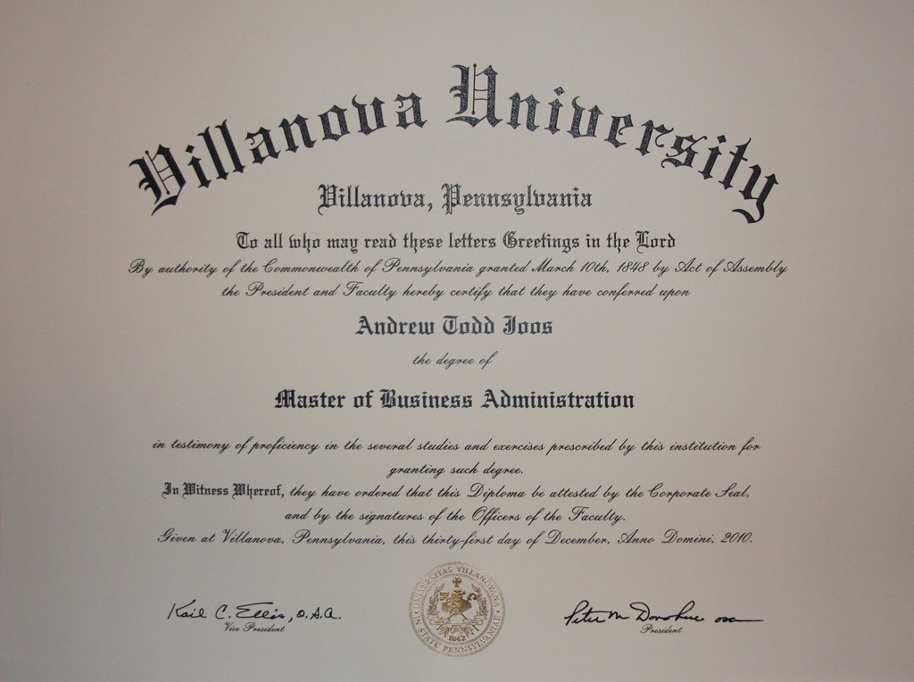 美国维拉诺瓦大学毕业证样本