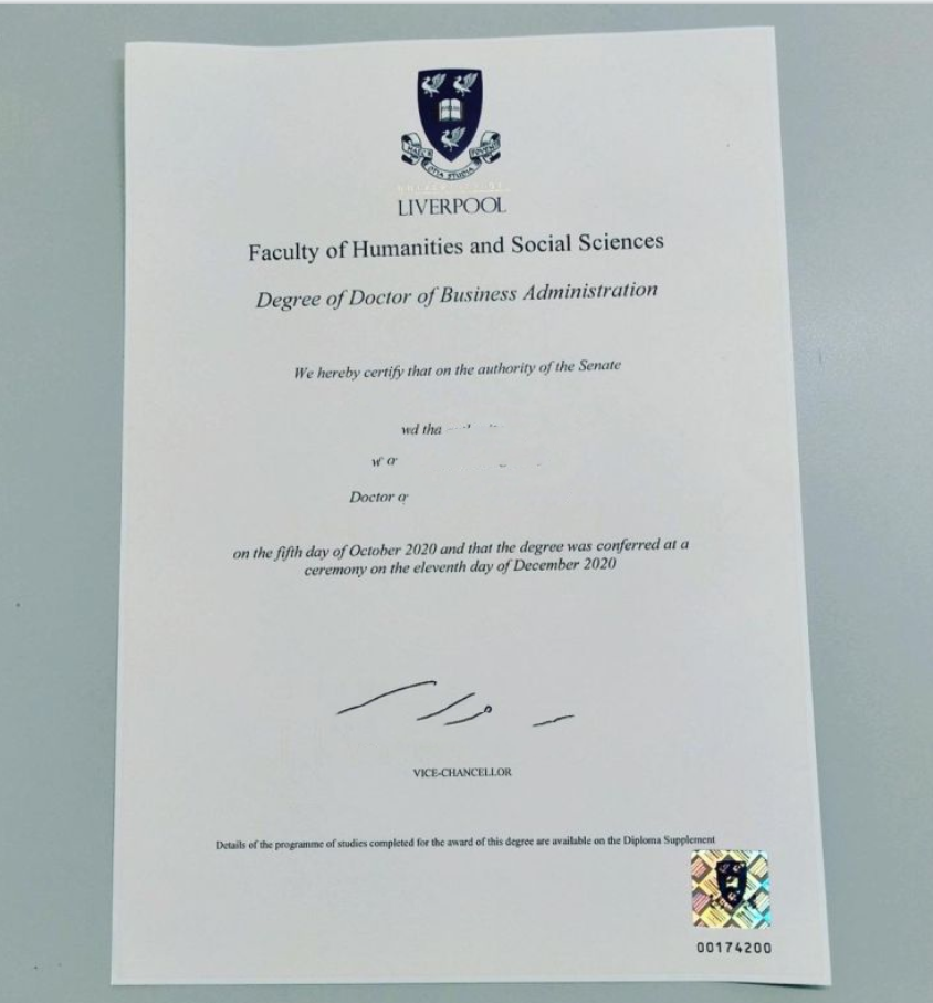 英国利物浦大学毕业证样本