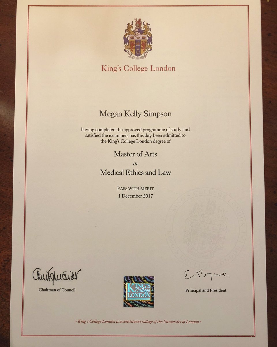 英国伦敦国王学院毕业证样本