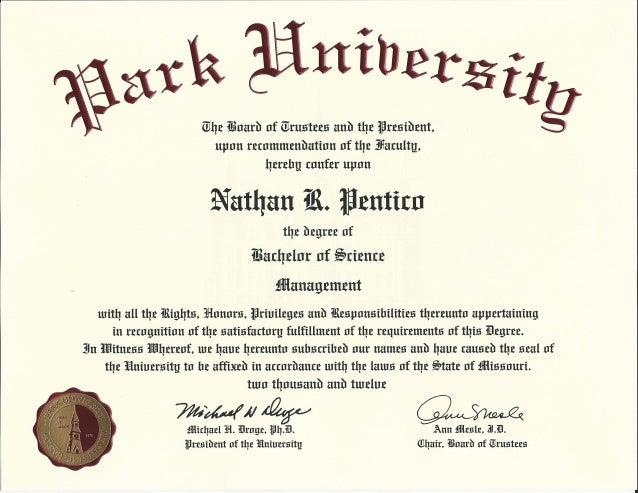 美国帕克大学毕业证样本