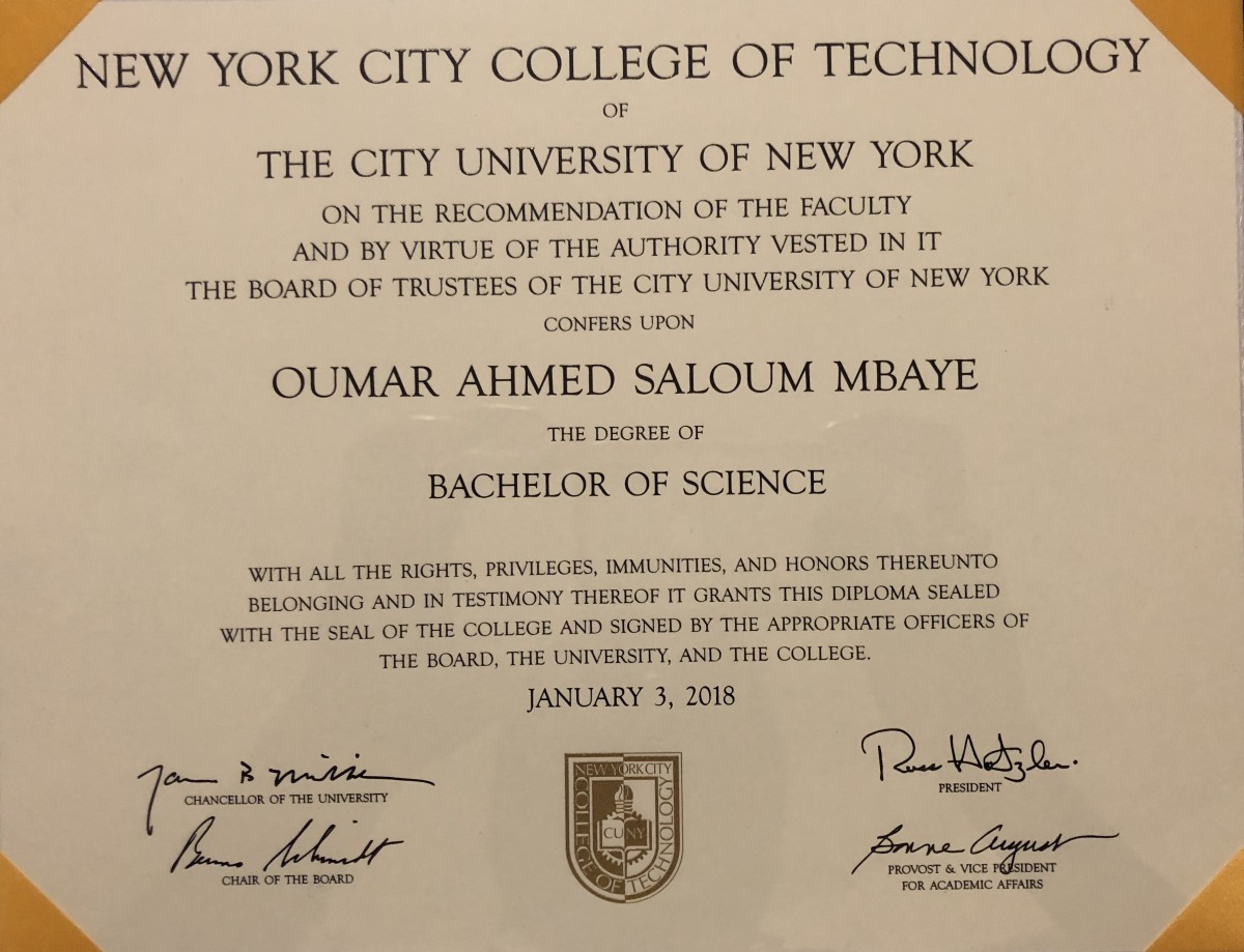 美国纽约市理工学院毕业证样本